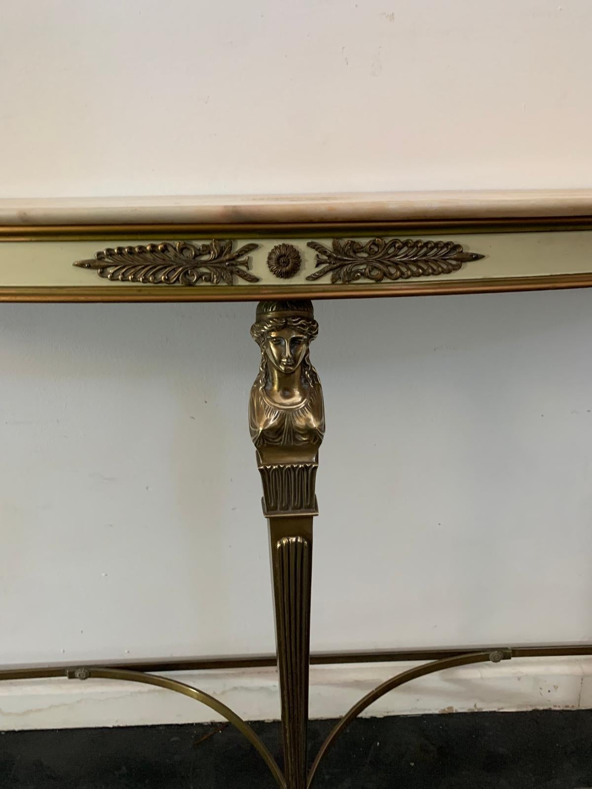 Console Table & Mirror Set in Light Gilded Brass – Cantù, 1950s For Sale 4