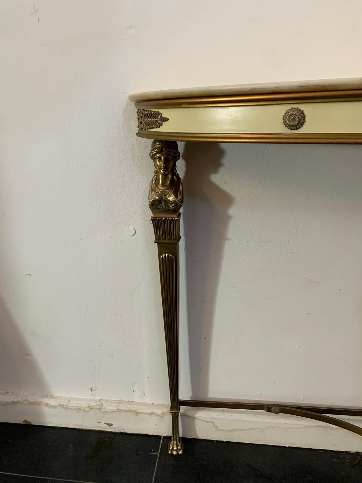 Console Table & Mirror Set in Light Gilded Brass – Cantù, 1950s For Sale 2