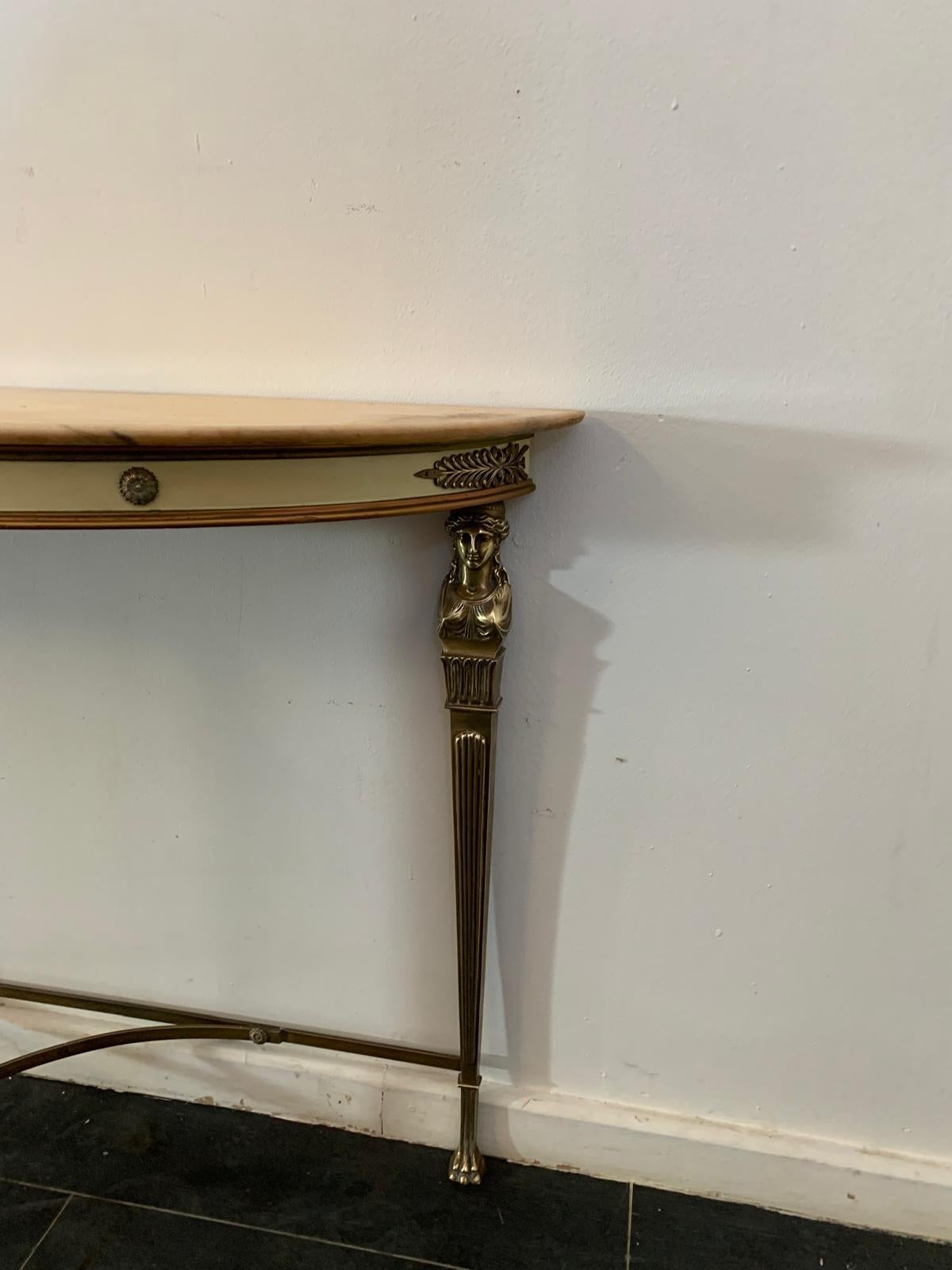 Console Table & Mirror Set in Light Gilded Brass – Cantù, 1950s For Sale 3