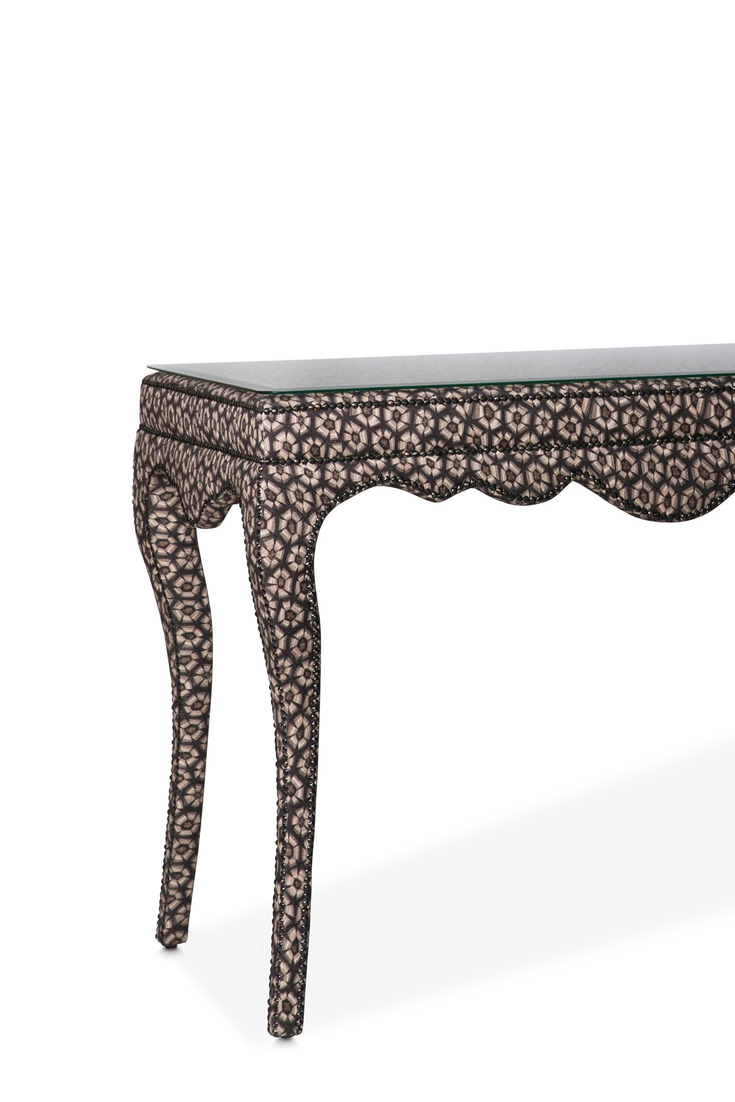 South African Console Table - Nyala Thanda Tortoise Linen Silver For Sale