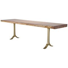 Console Table, One Slab Antique Hardwood, Cast Base by P. Tendercool in Stock