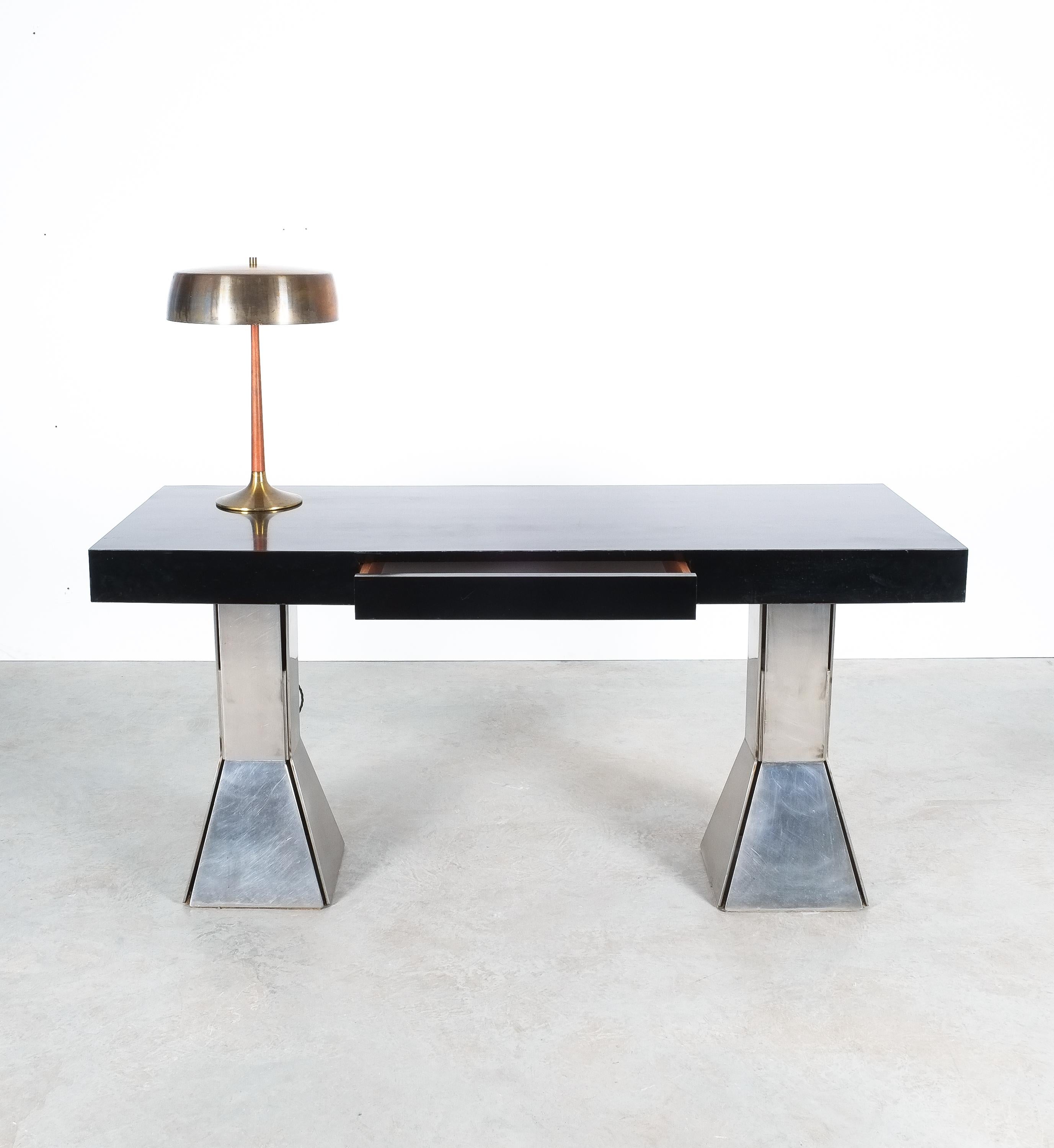 Console Table or Desk In Formica Stainless Steel, Italy 3