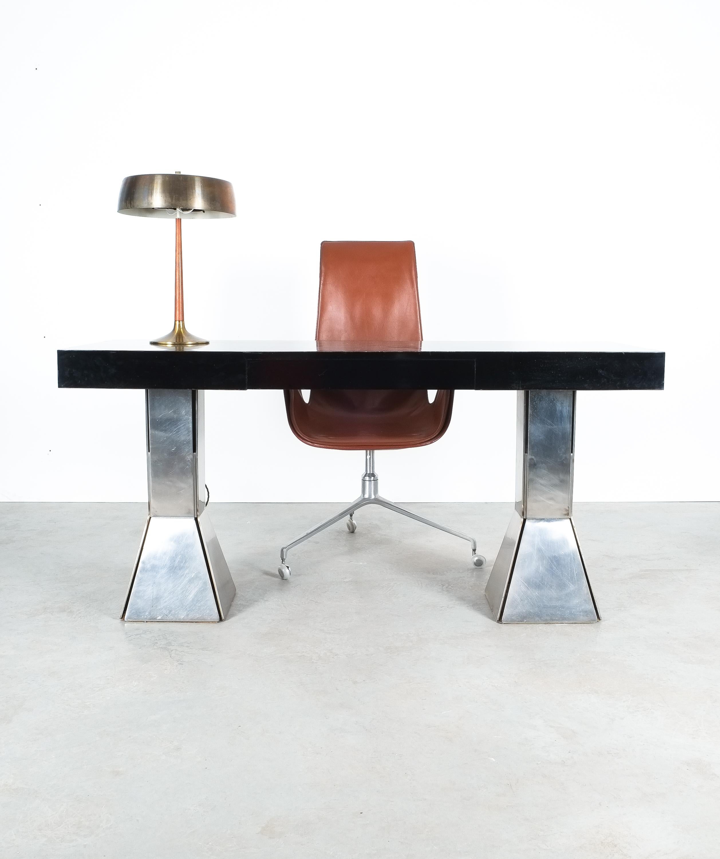 Console Table or Desk In Formica Stainless Steel, Italy 5