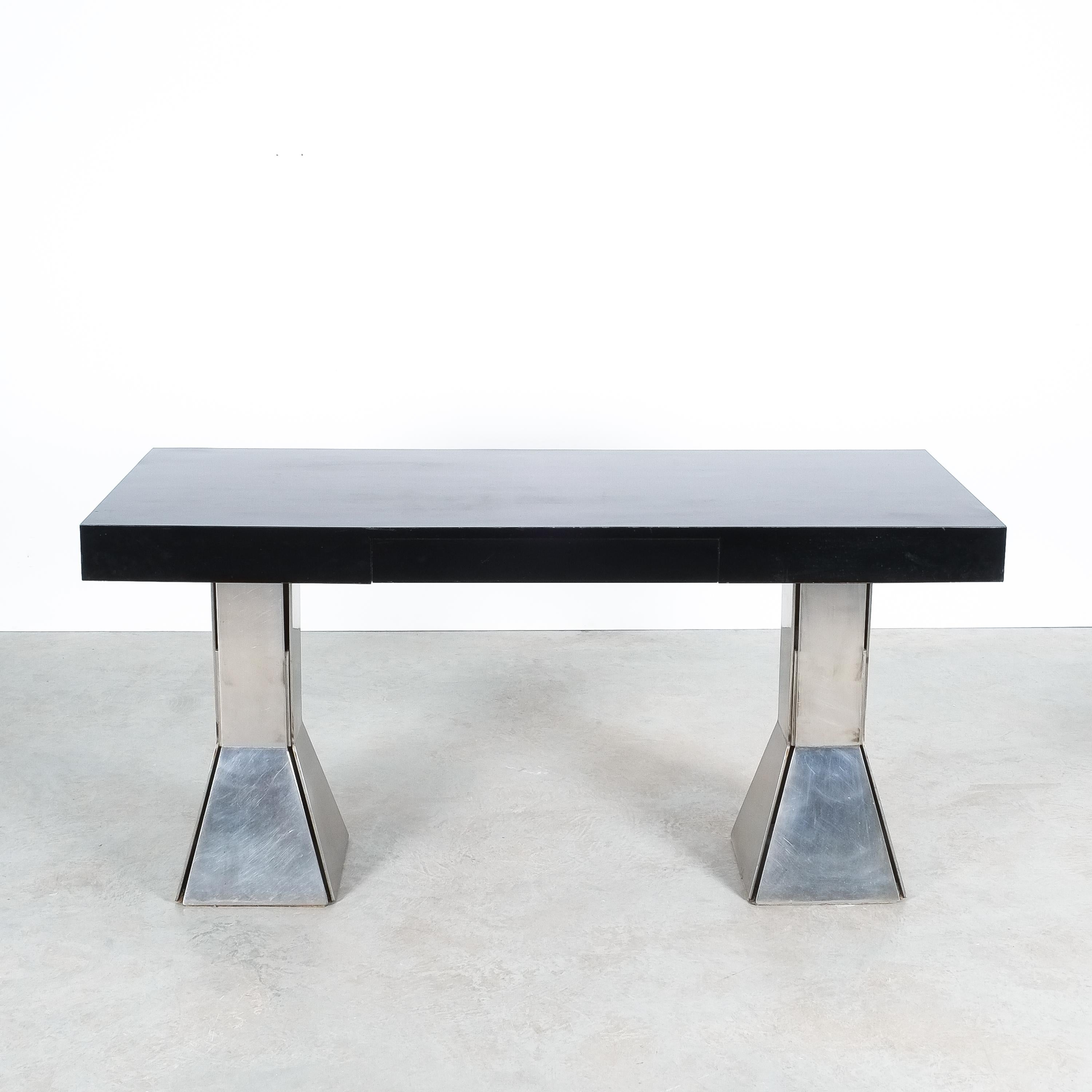 Console Table or Desk In Formica Stainless Steel, Italy In Good Condition In Vienna, AT