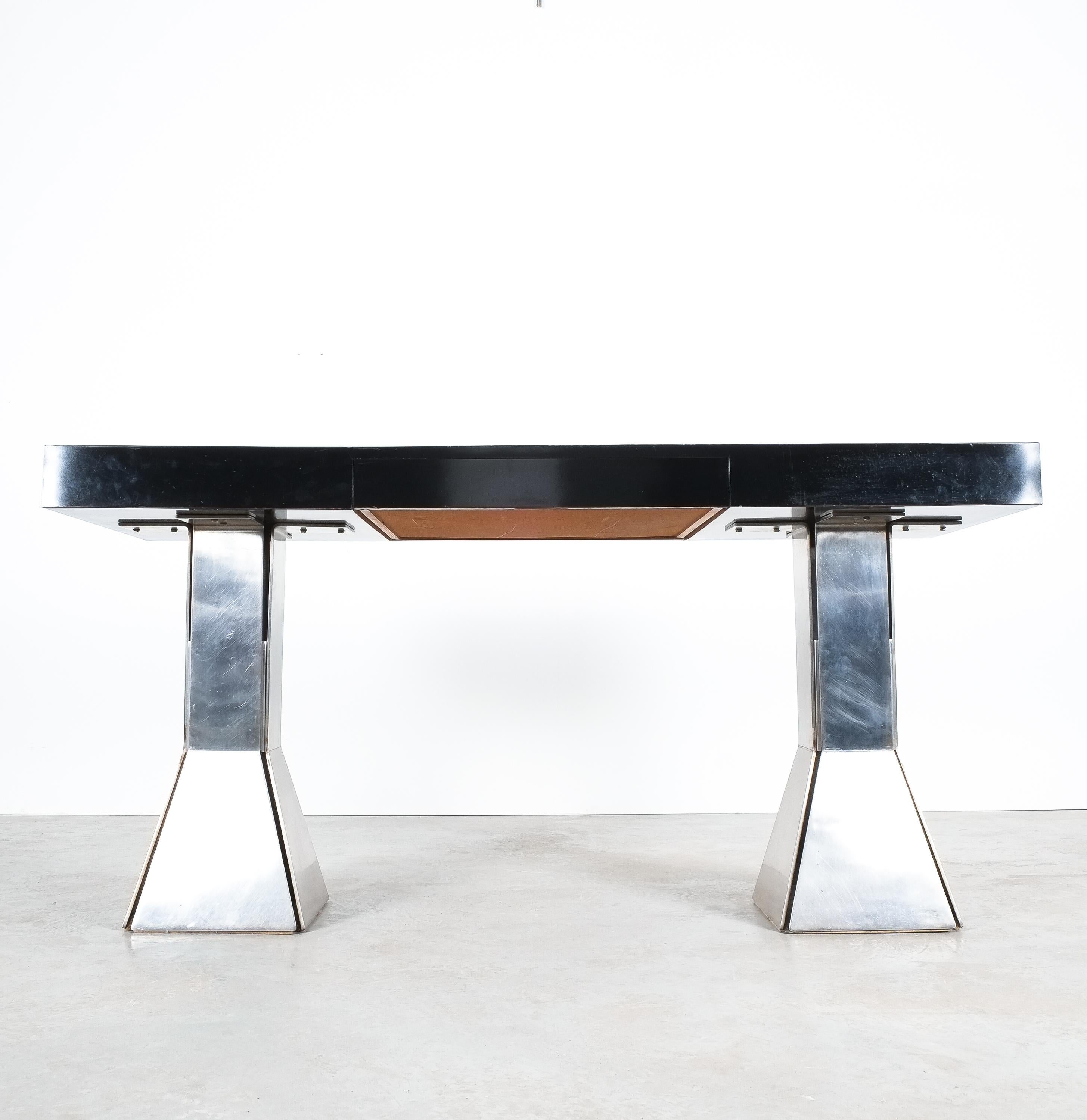 Console Table or Desk In Formica Stainless Steel, Italy 2