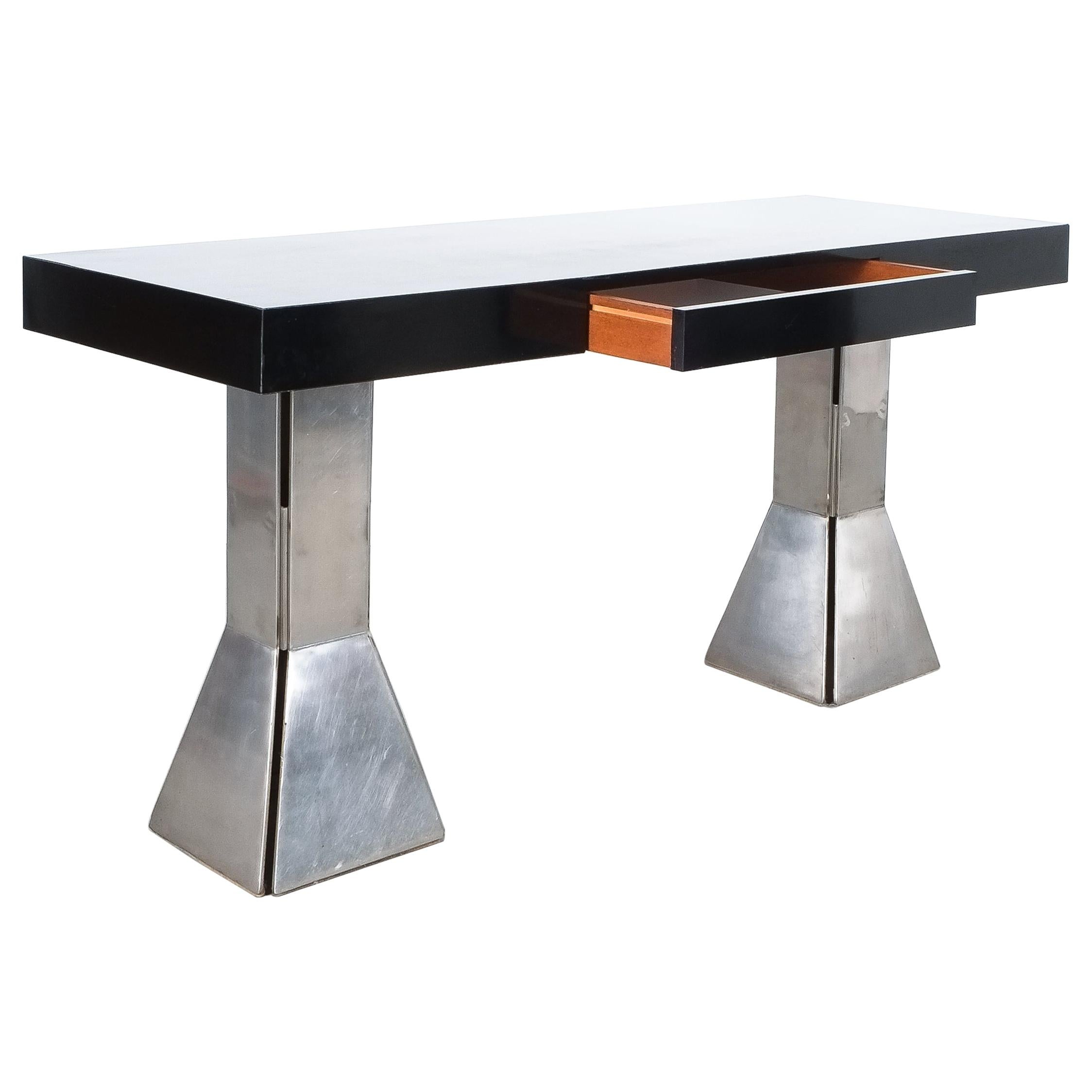Console Table or Desk In Formica Stainless Steel, Italy