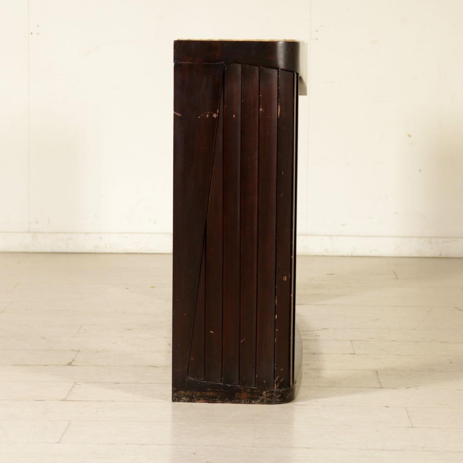 Console Table Osvaldo Borsani Ebonized Marble Polyester, Italy, 1950s-1960s In Good Condition In Milano, IT