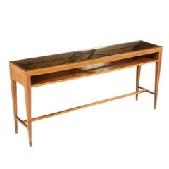Console Table Paolo Buffa Style Wood Veneer Vintage Italy, 1950s
