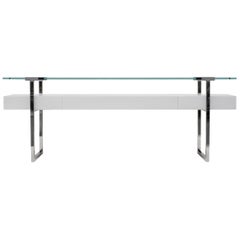 Bauhaus Style Stainless Steel and White Oakwood 'TRON' T54L Console Table