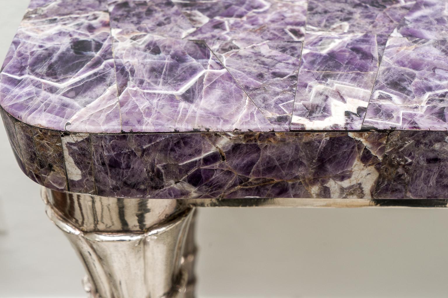 Console Table Purple Mosaic and Silver Clad Cornets 1