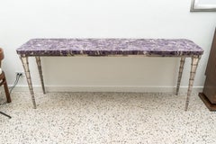 Console Table Purple Mosaic and Silver Clad Cornets
