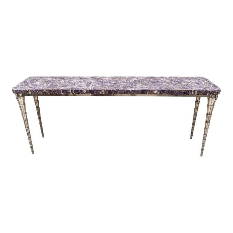 Console Table Purple Mosaic and Silver Clad Cornets