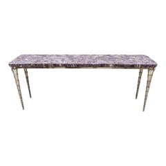 Used Console Table Purple Mosaic and Silver Clad Cornets