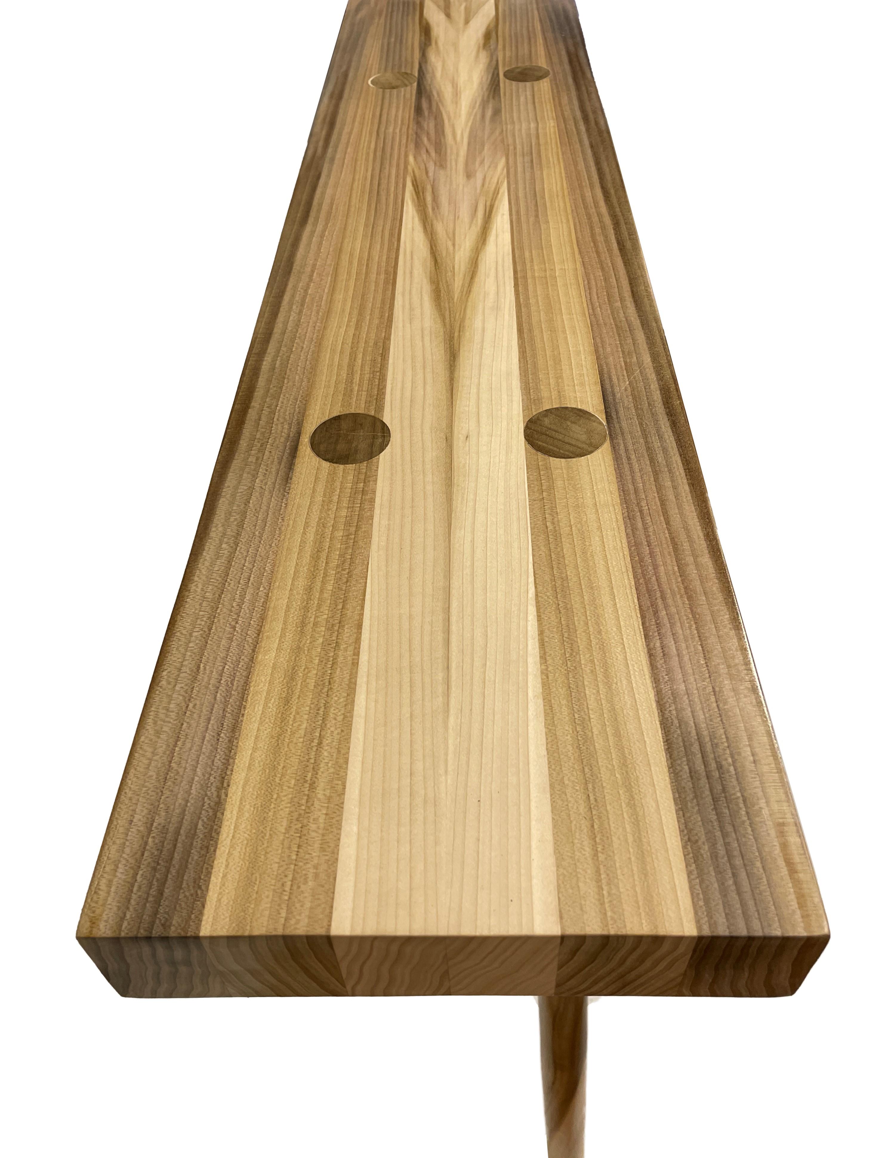 Hand-Crafted Console Table, Rainbow Poplar Hand-Made Minimal Design by Mark Bowers