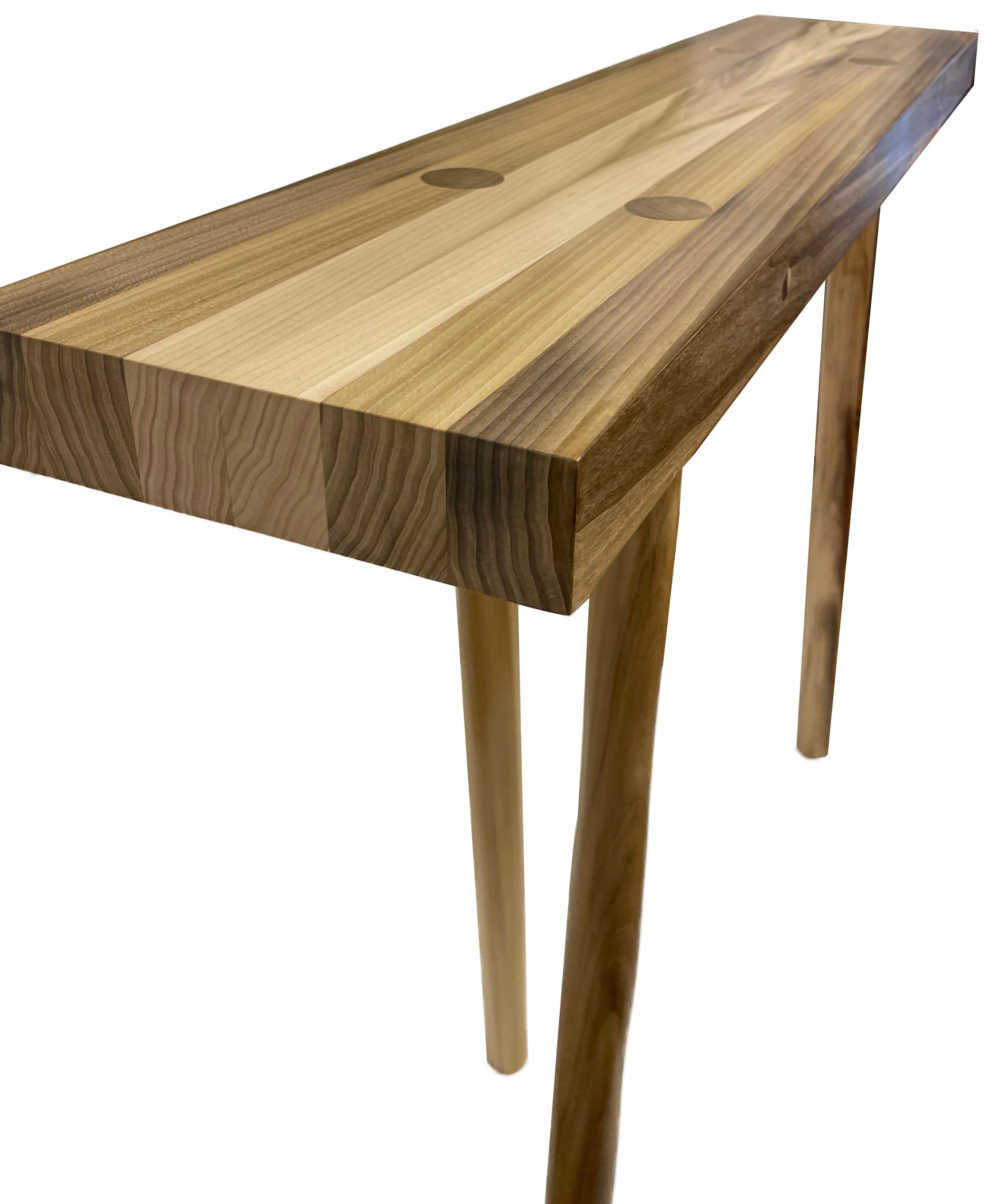 Console Table, Rainbow Poplar Hand-Made Minimal Design by Mark Bowers In New Condition In Chicago, IL