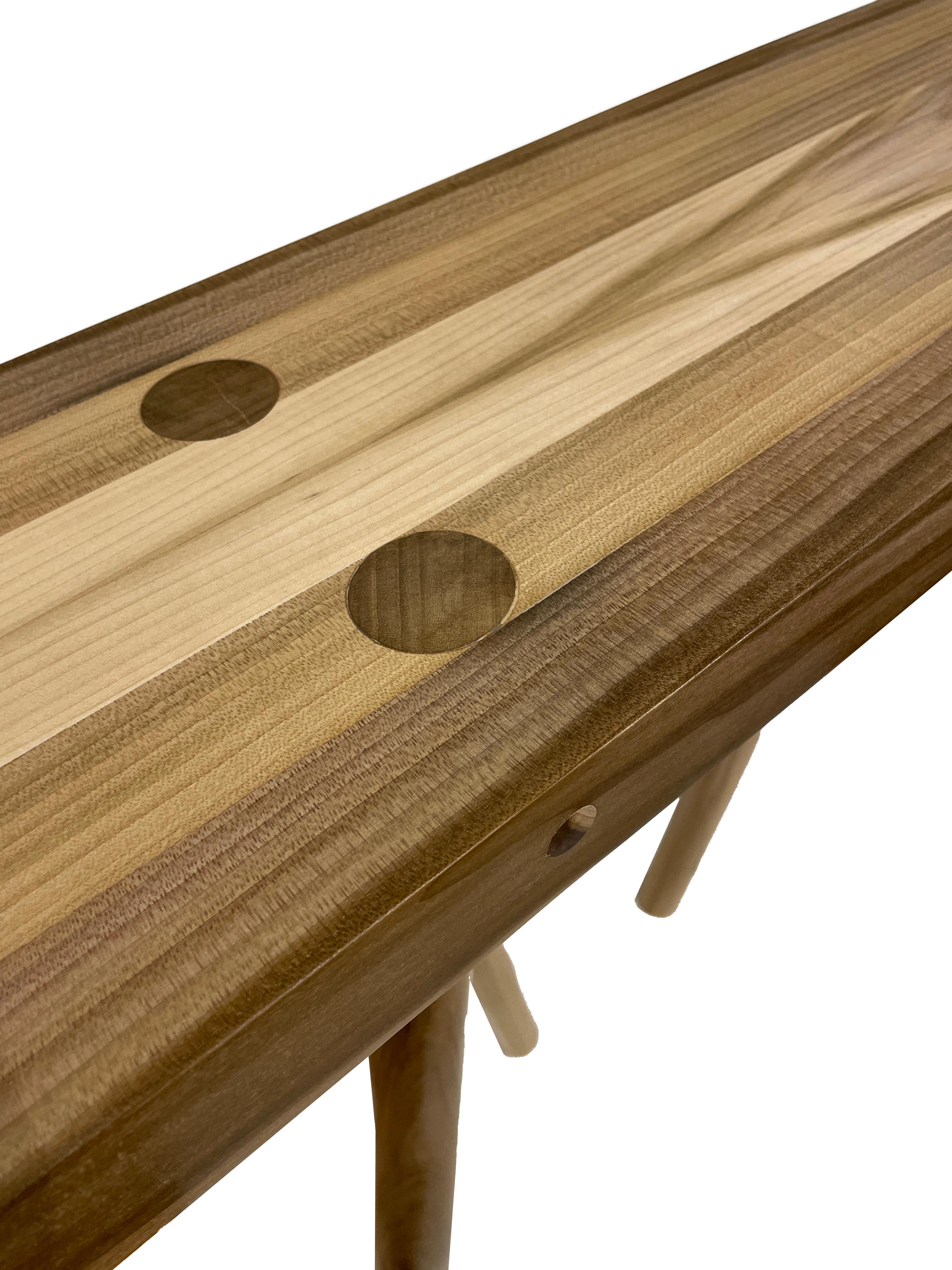 Contemporary Console Table, Rainbow Poplar Hand-Made Minimal Design by Mark Bowers