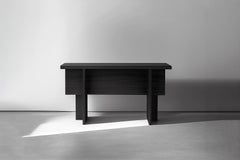 Console Table, Sideboard Made of Black Tinted Oak Solid Wood, Narrow Console