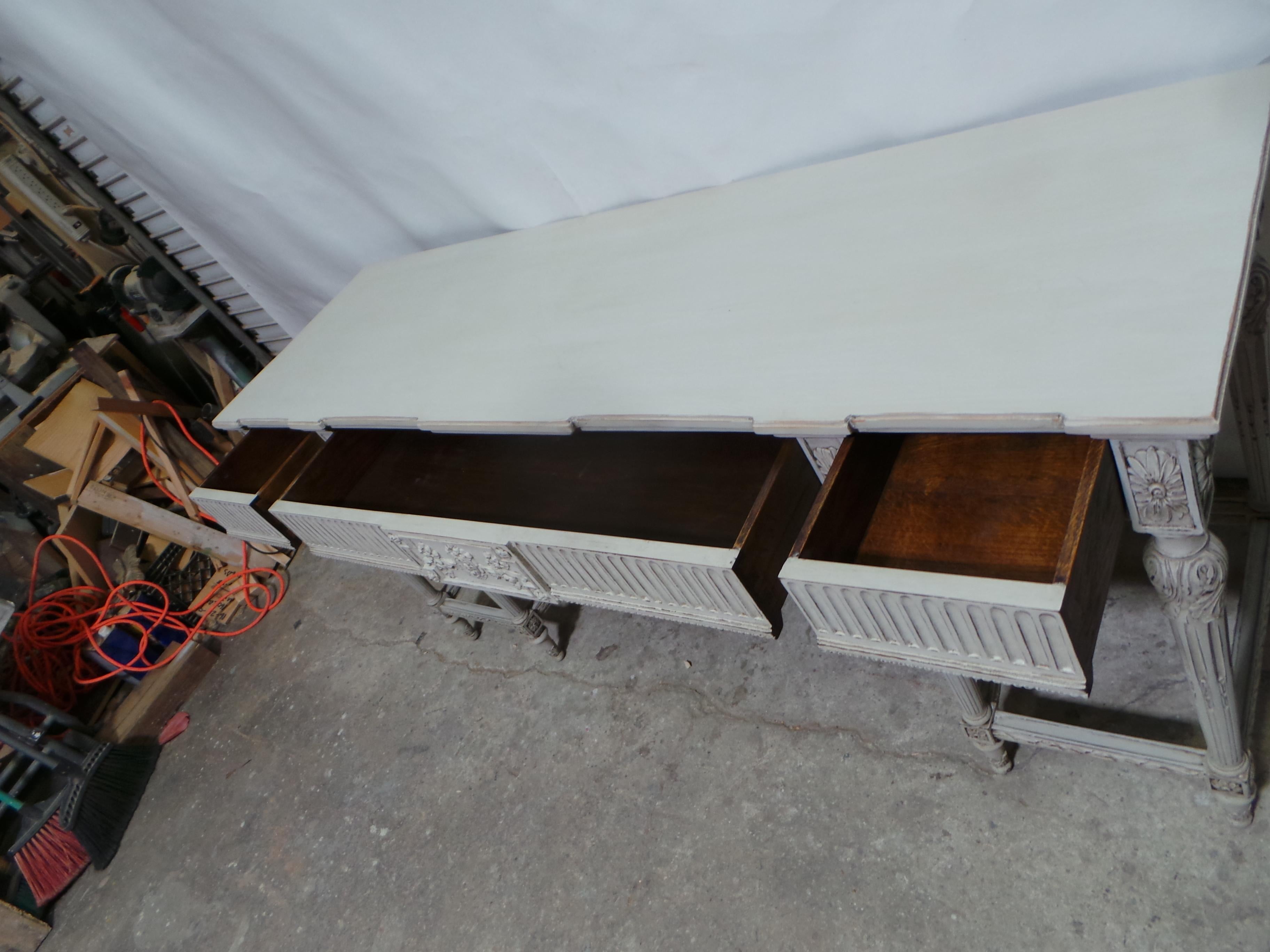 Wood Console Table Swedish Gustavian 3 Drawer For Sale