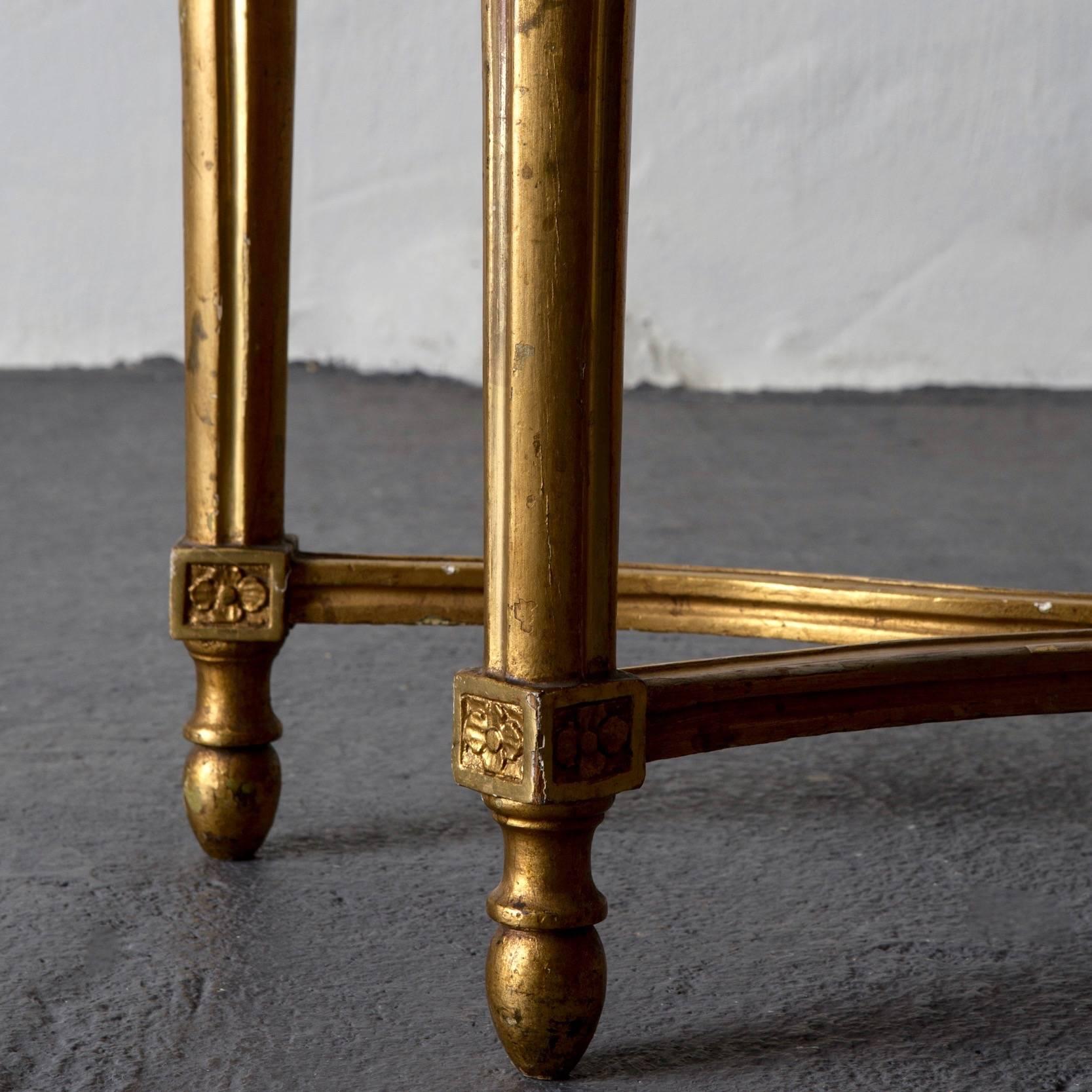 Console Table Swedish Gustavian Gilded Stone Top Neoclassical, Sweden For Sale 1