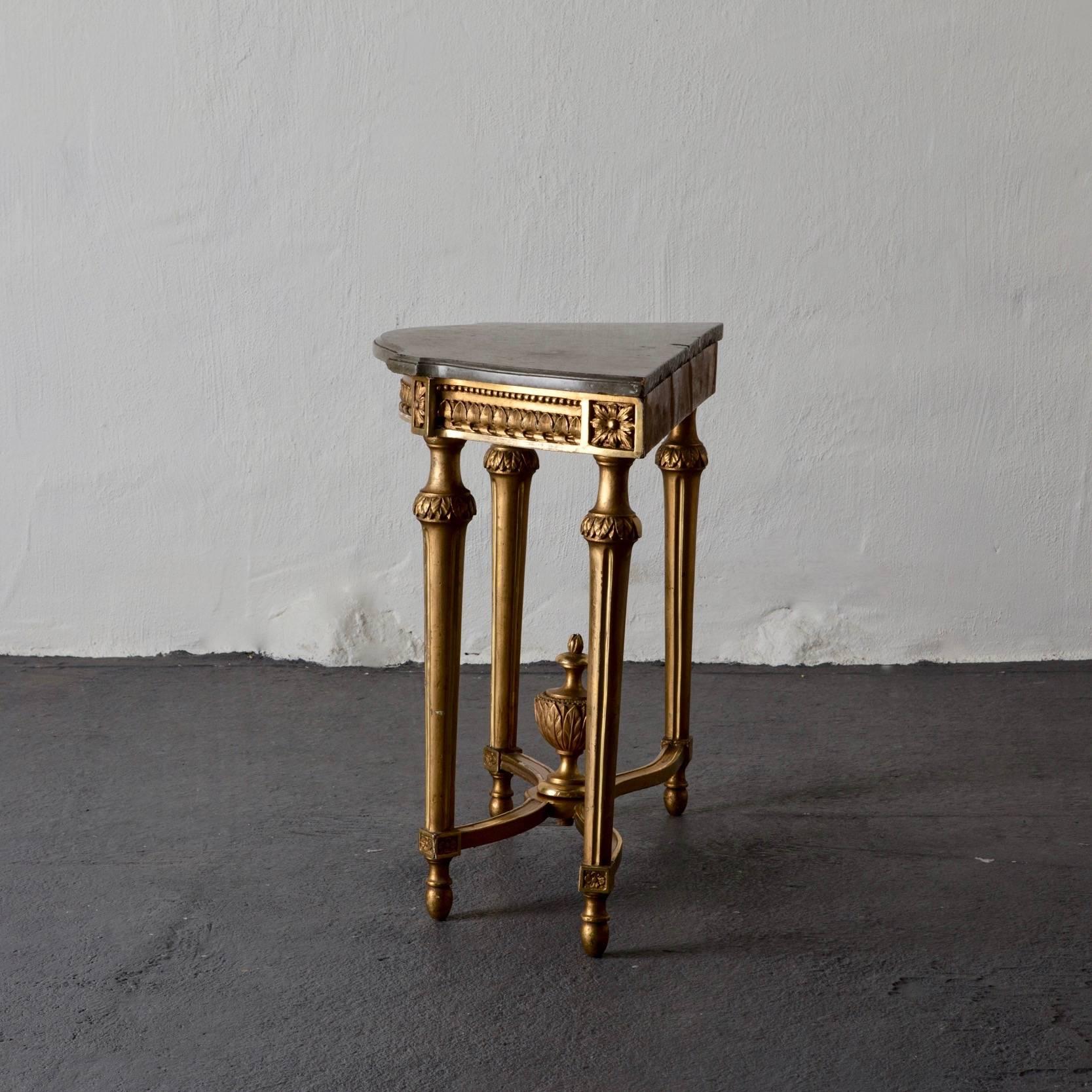 Console Table Swedish Gustavian Gilded Stone Top Neoclassical, Sweden For Sale 2