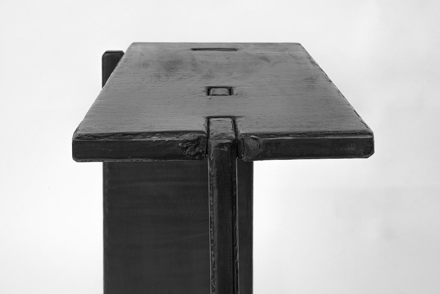 American Console Table Unique Organic Black Modern/Contemporary Waxed Steel For Sale