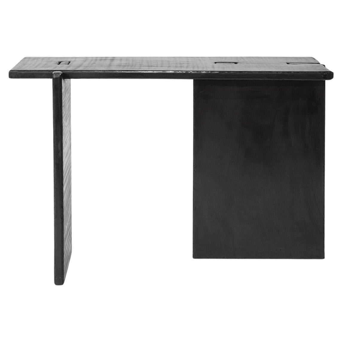 Table console unique en acier ciré organique noir organique moderne/contemporain en vente