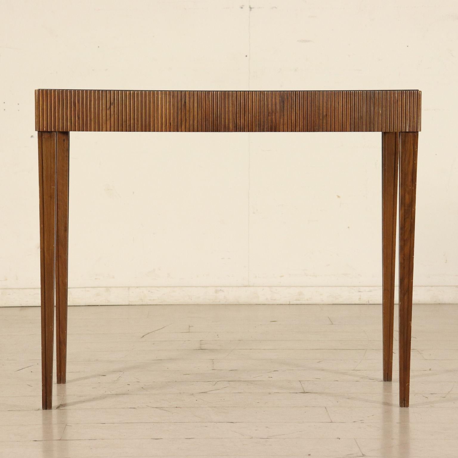 Console Table Walnut Glass Vintage Manufactured in Italy, 1950s 2