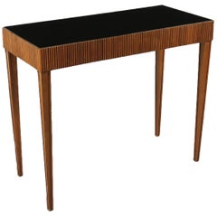 Console Table Walnut Glass Vintage Manufactured in Italy, 1950s Console Table Walnut Glass Vintage Manufactured in Italy, 1950s