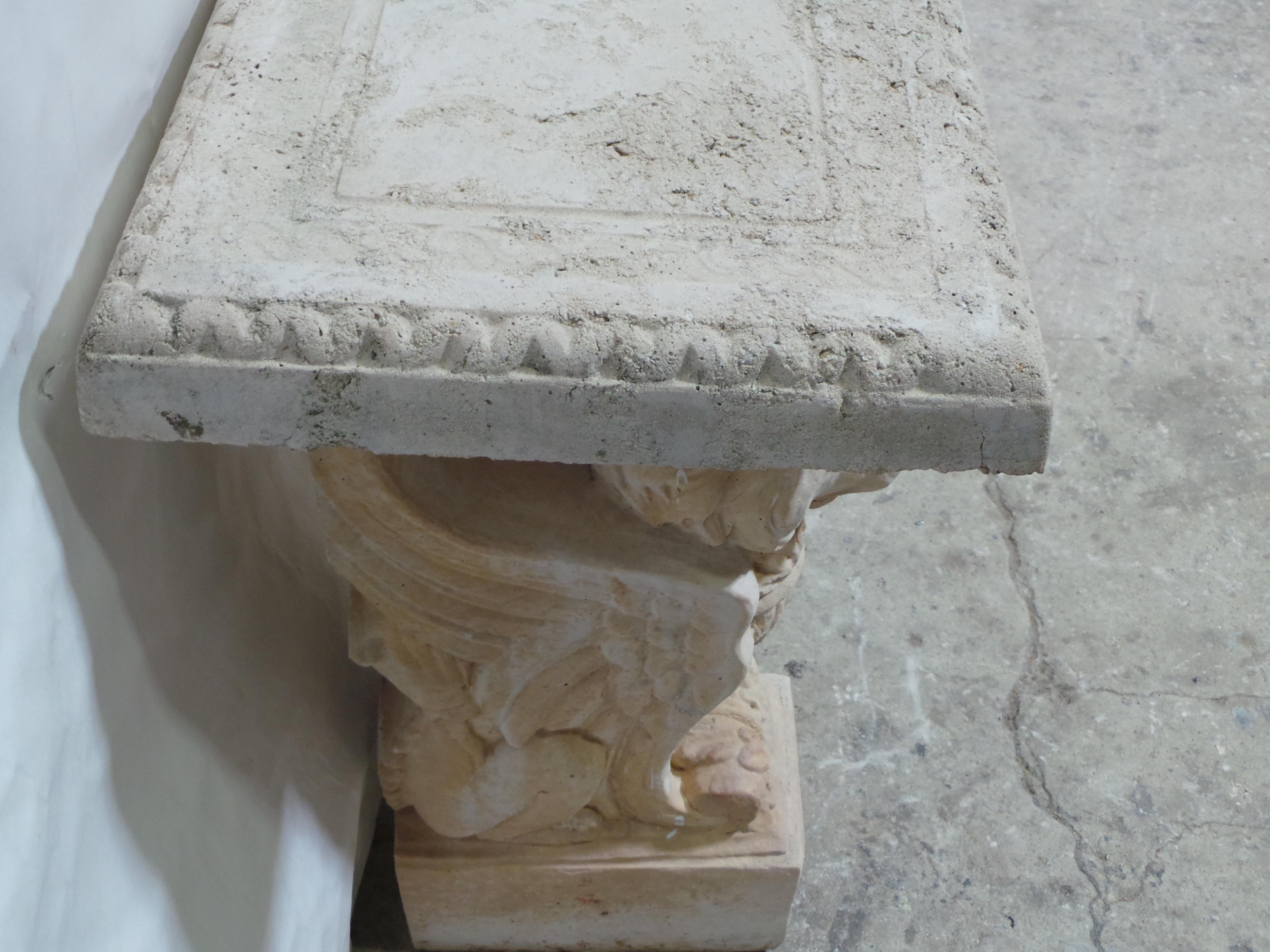 Concrete Console Table Winged Lion Base