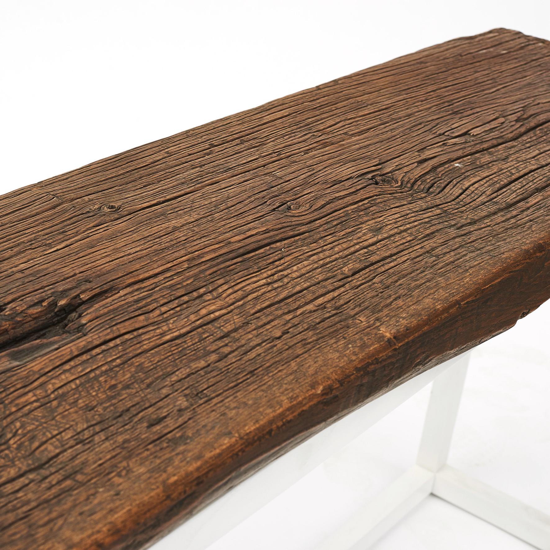 Console Table With 18Th Century Elm Wood Top On New Base In Good Condition For Sale In Kastrup, DK