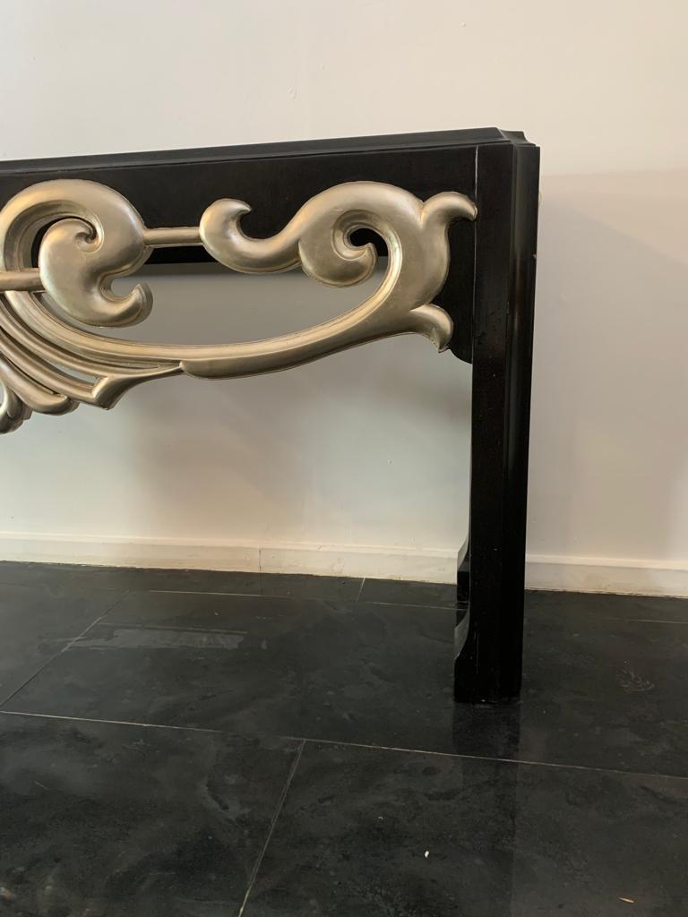 Silver Leaf Console Table with Art Deco Fragments, 1970s For Sale