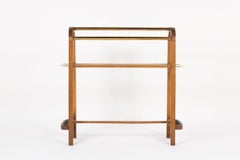 Console Table with Hat and Umbrella Racks in Oak and Brass, 1950