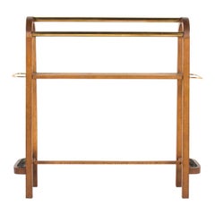 Console Table with Hat and Umbrella Racks in Oak and Brass, 1950