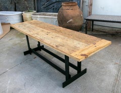 Console Table with Iron Base and Rustic Wooden Table Top
