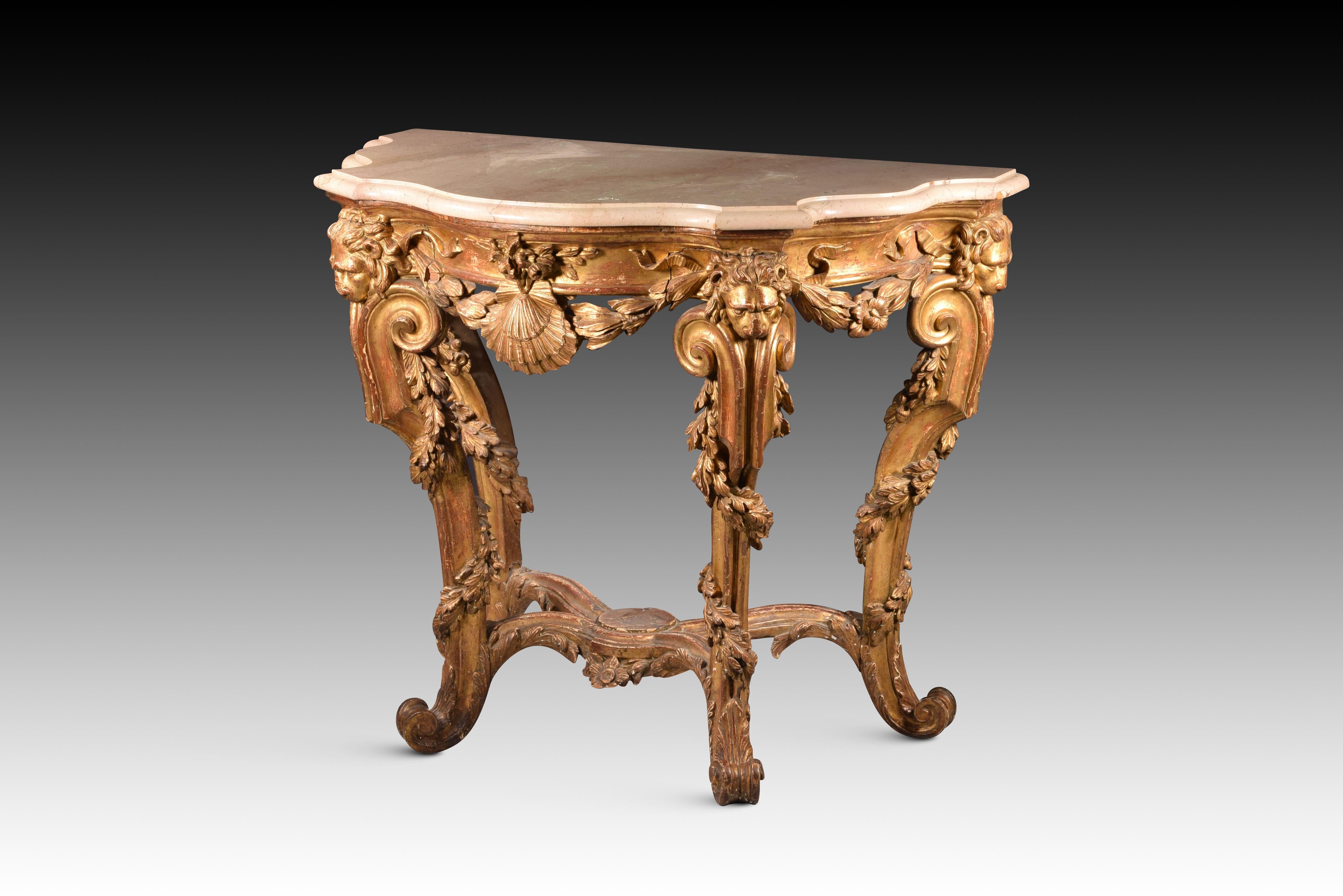 Console table with lion heads. Possibly Italian school, 18th century. For Sale 6