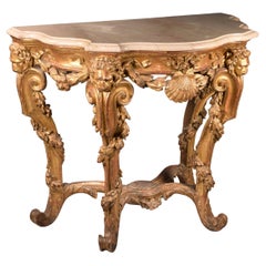 Console table with lion heads. Possibly Italian school, 18th century.