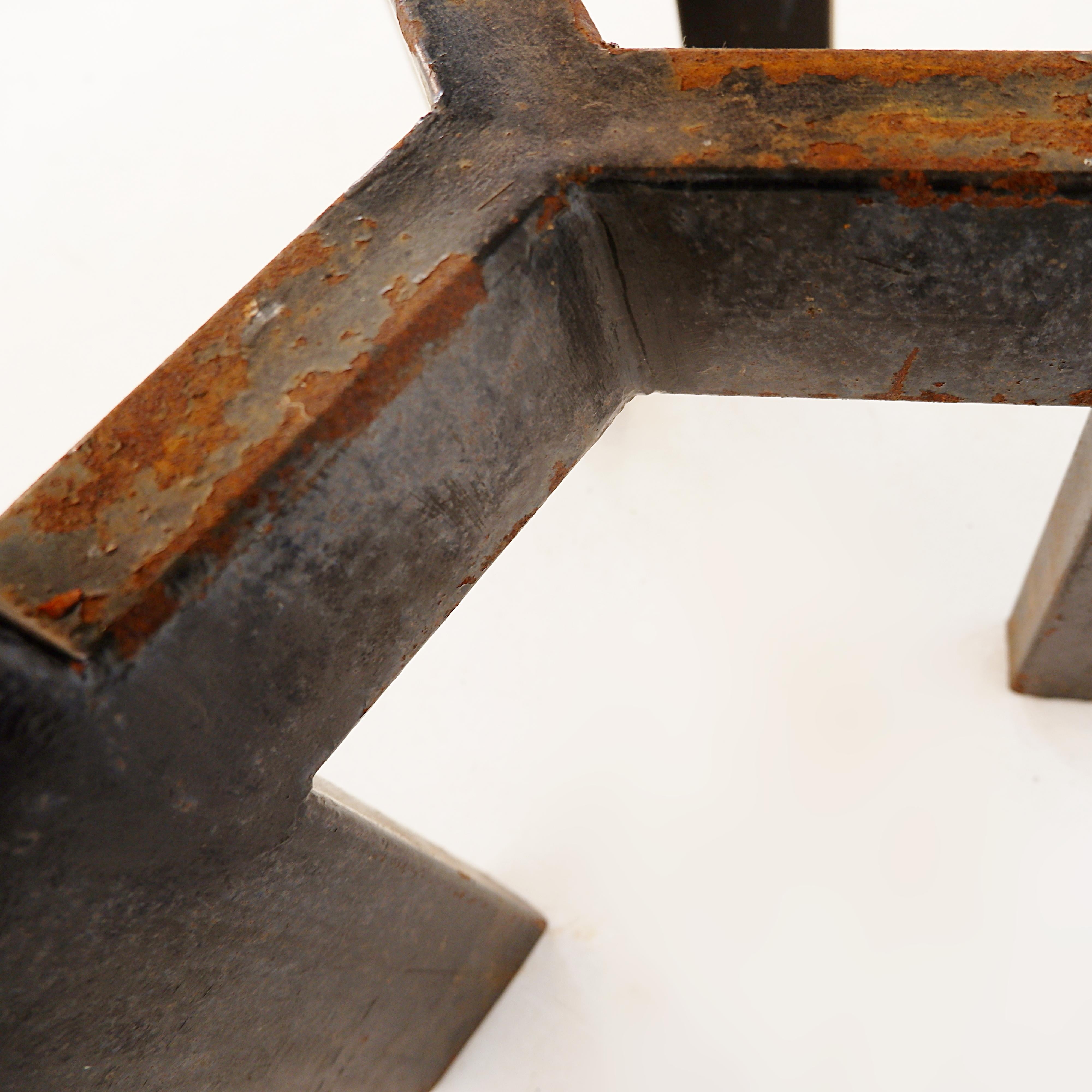 Console table with malachite top on double tripod base in black metal For Sale 5