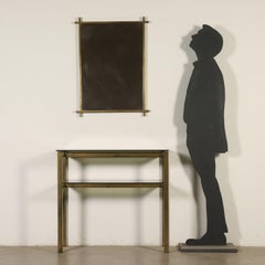 Console Table with Mirror Brass Glass Vintage, Italy, 1970s