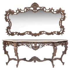 Console table with mirror in the Louis XV style.