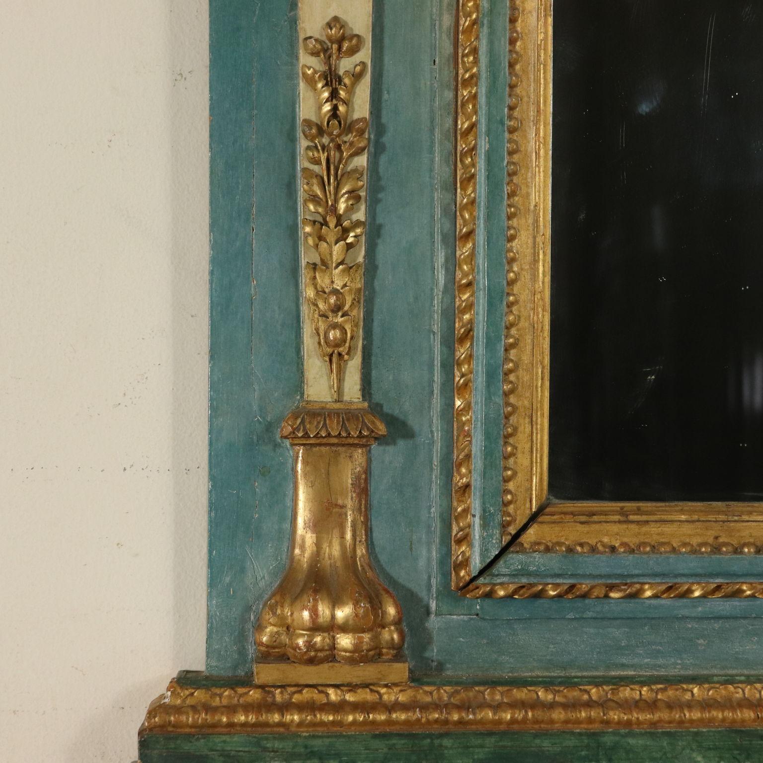 Console Table with Mirror Lacquered Gilded, Italy, 18th Century 5