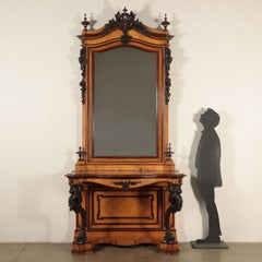 Console Table with Mirror Mahogany, Italy, 19th Century