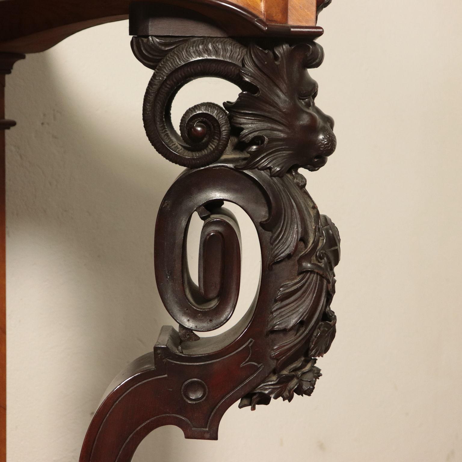 Other Console Table with Mirror Mahogany, Italy, 19th Century