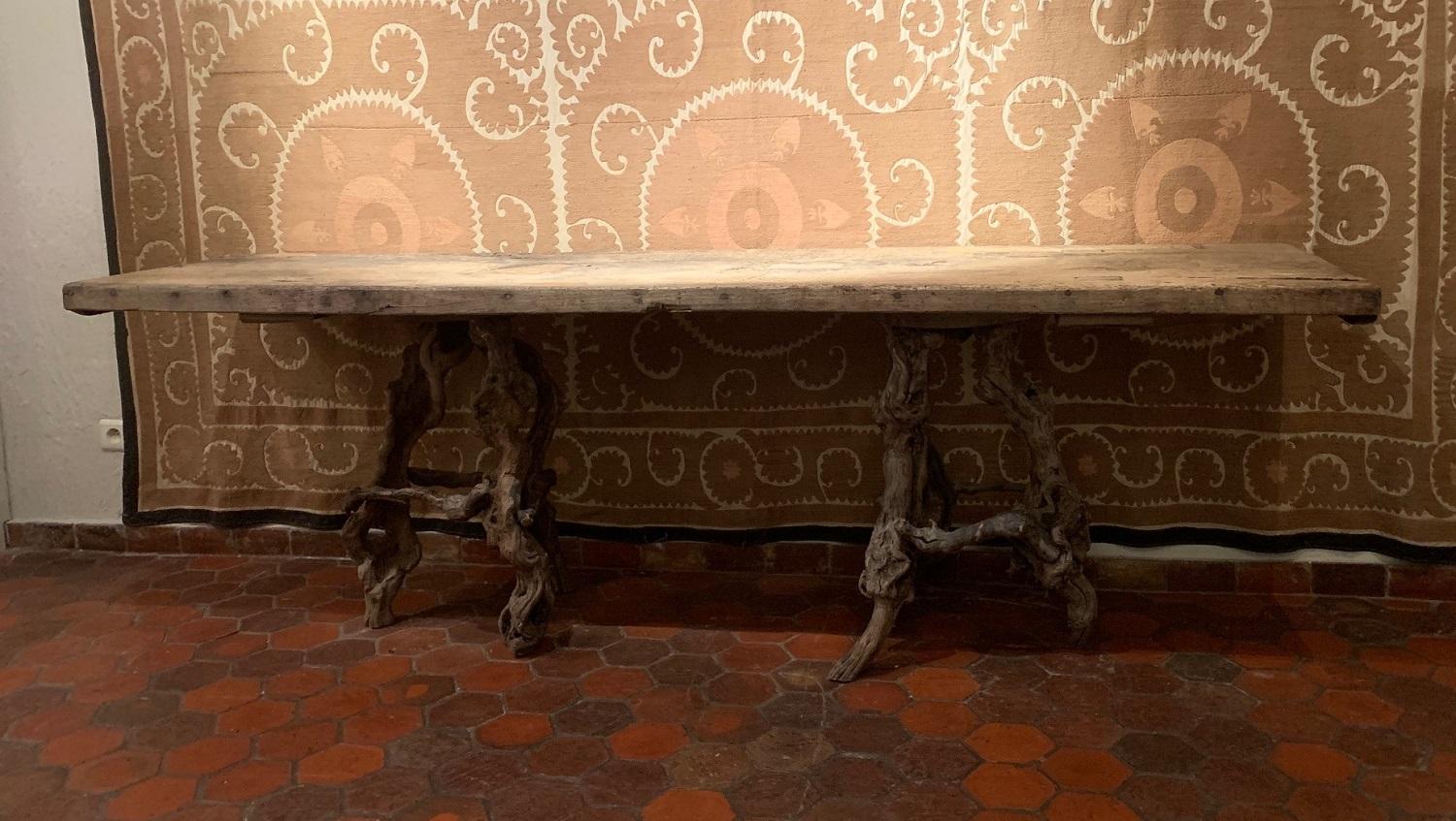 Console Table with One Slab 17th Century Top on 19th Century Winebranch Consoles 6