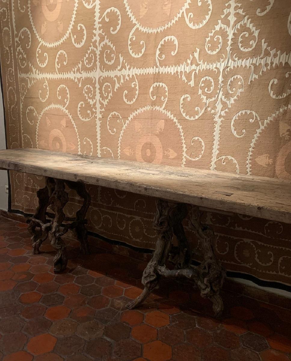 Finnish Console Table with One Slab 17th Century Top on 19th Century Winebranch Consoles
