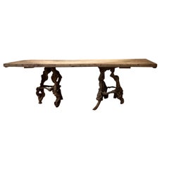 Console Table with One Slab 17th Century Top on 19th Century Winebranch Consoles