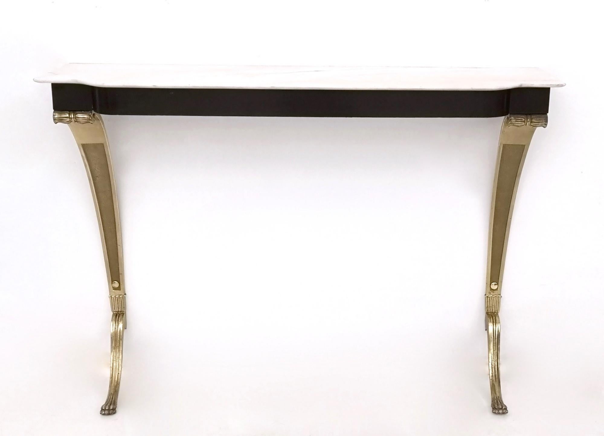 Italian Console Table with Portuguese Pink Marble Top and Cast Bronze Legs, Italy, 1950s