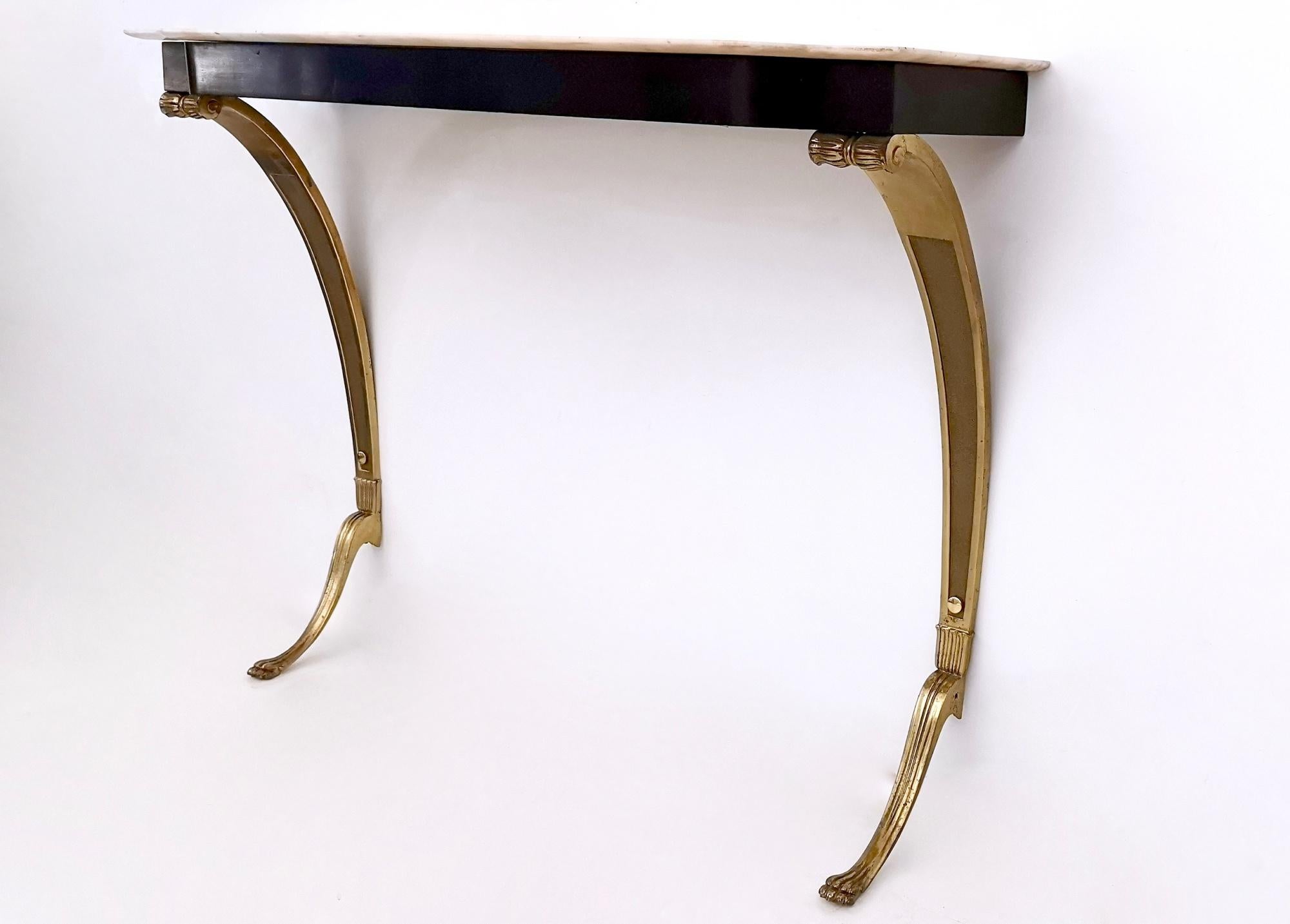 Console Table with Portuguese Pink Marble Top and Cast Bronze Legs, Italy, 1950s In Excellent Condition In Bresso, Lombardy