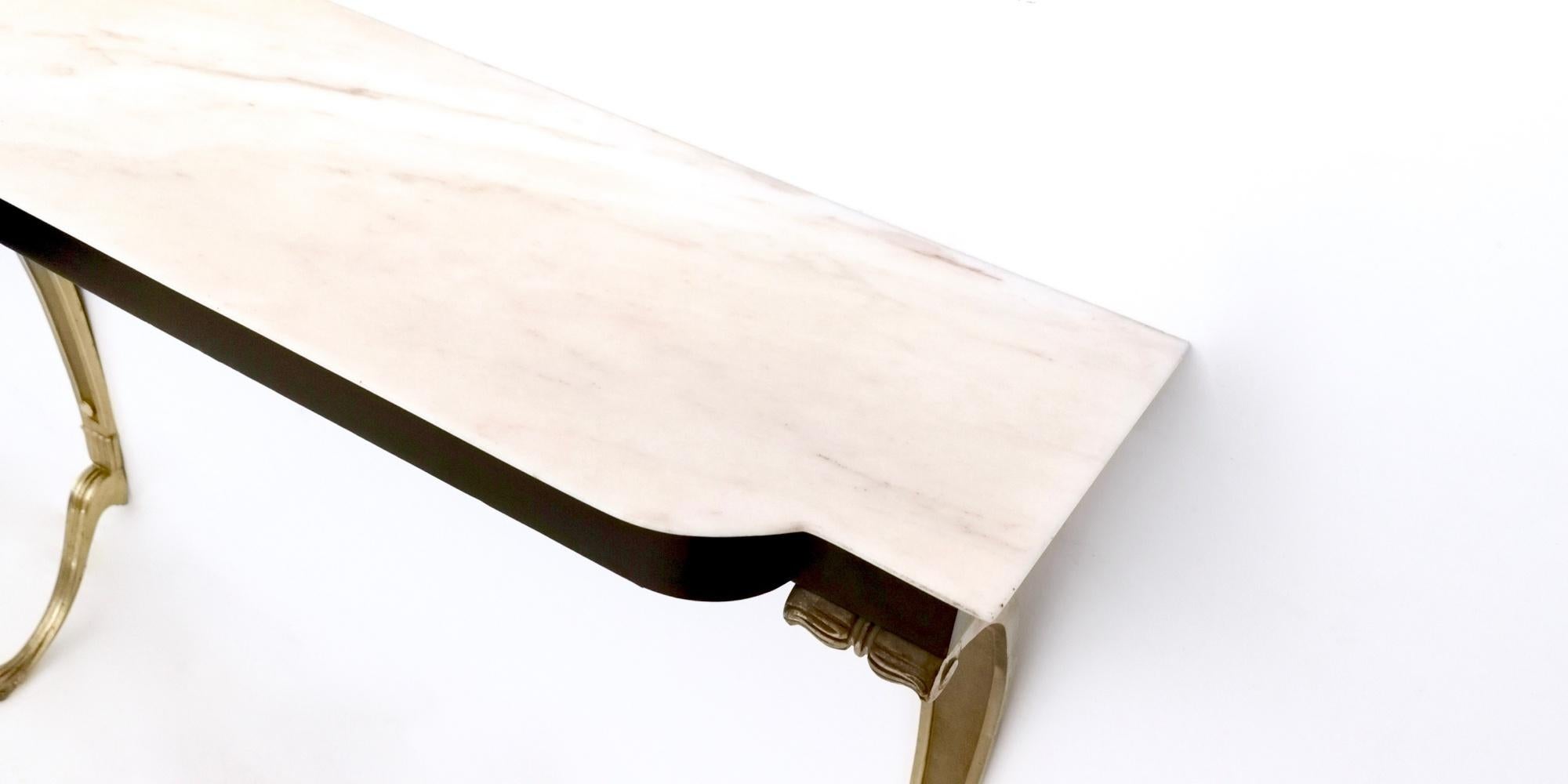Console Table with Portuguese Pink Marble Top and Cast Bronze Legs, Italy, 1950s 2