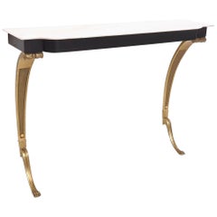 Console Table with Portuguese Pink Marble Top and Cast Bronze Legs, Italy, 1950s
