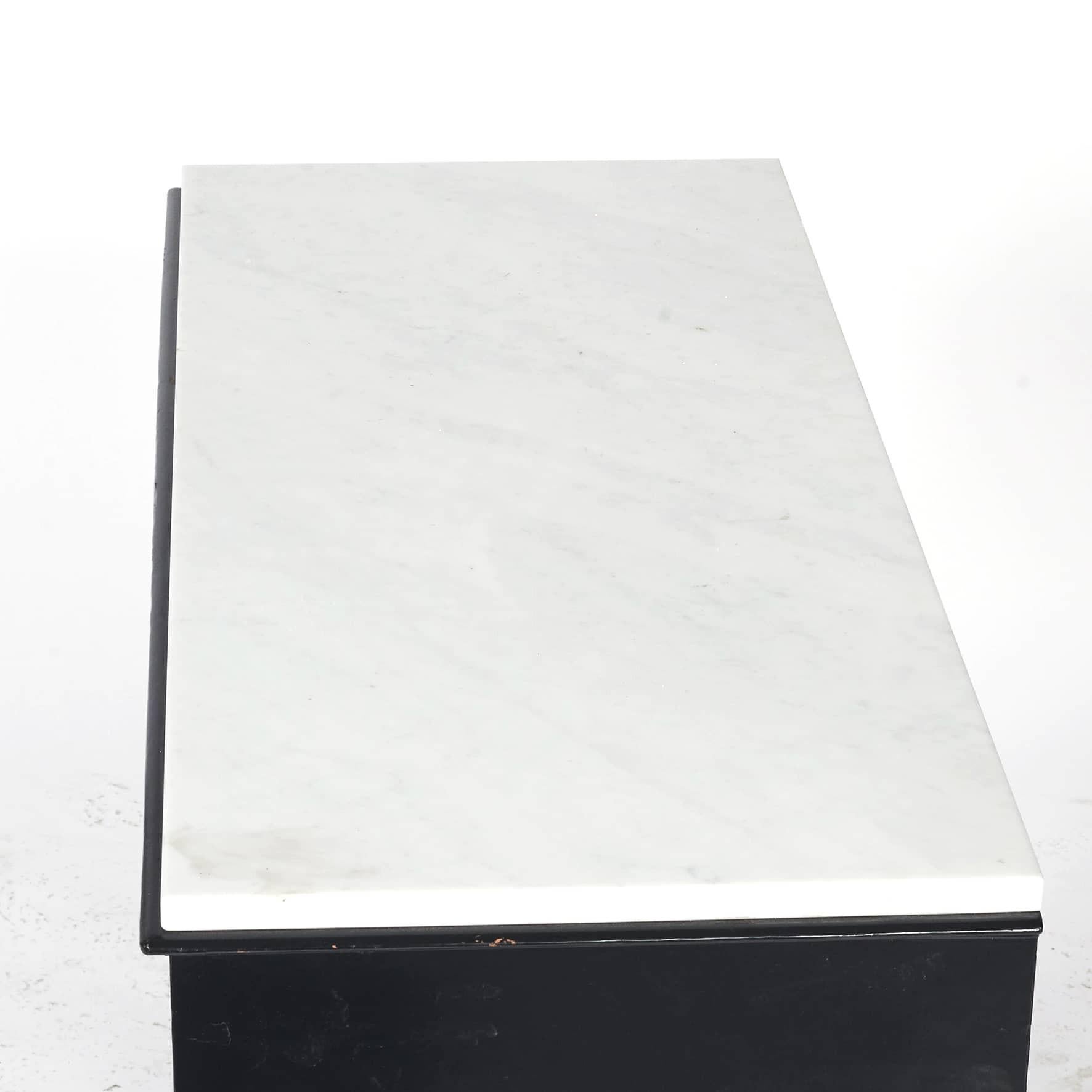 Polished Console Table with White Marble Top, Charles X Style, France 1880 For Sale